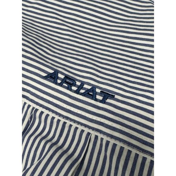 Ariat Shirt Men's 2XL Blue White Pro Series Striped Button Down Long Sleeve - Picture 8 of 9